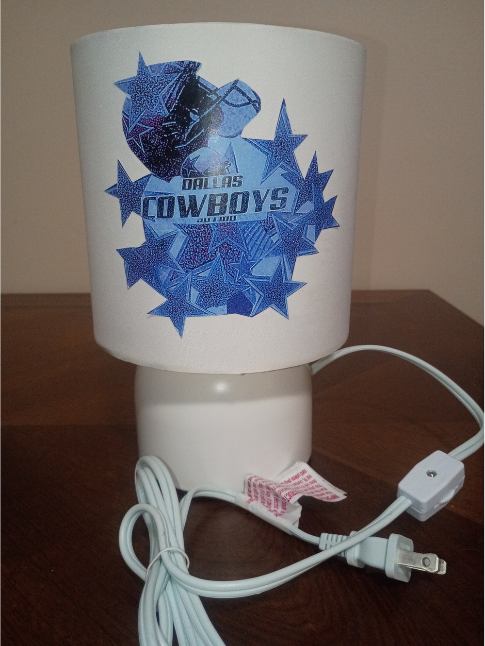 Dallas Cowboys Football Team Table Lamp White Blue